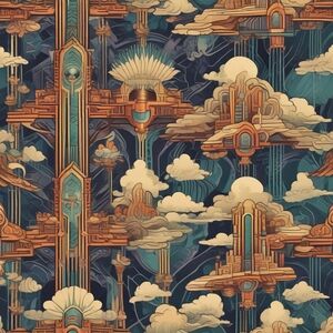 Surreal Sky Art Print in Blue and Brown